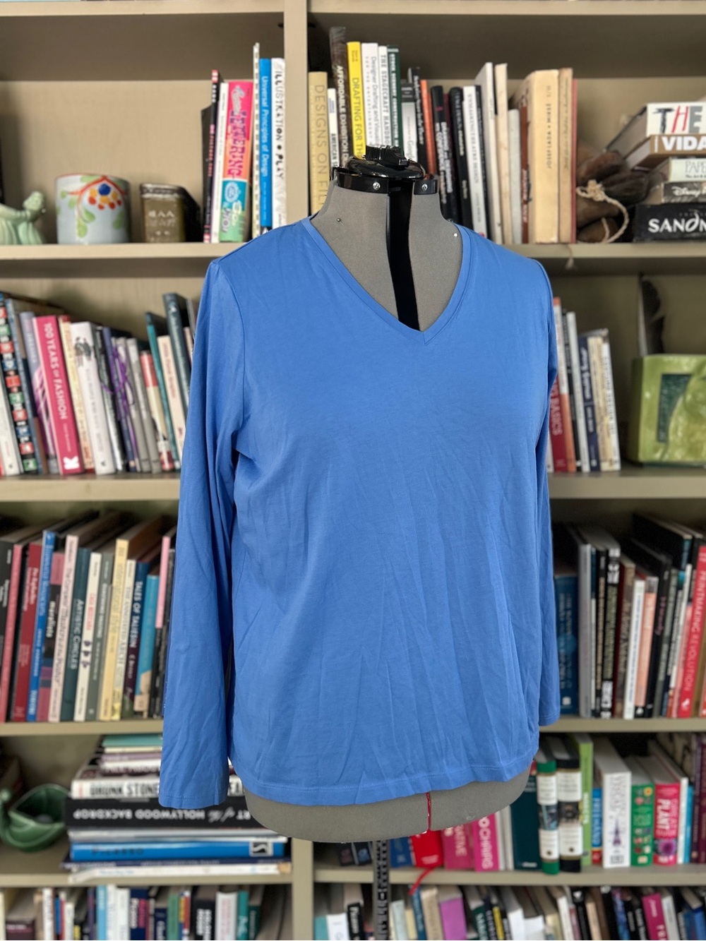 Lands' End Blue V-Neck Long Sleeve Top